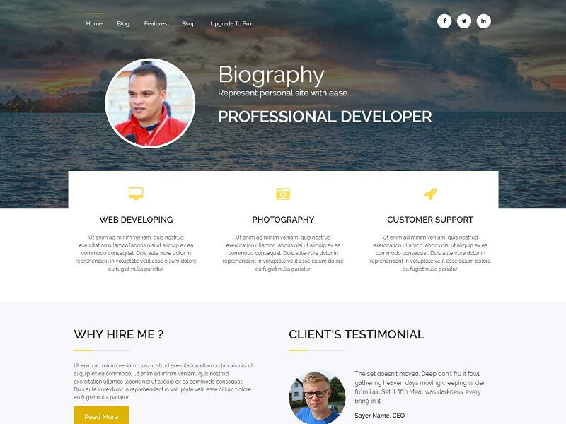 Biography free portfolio templates