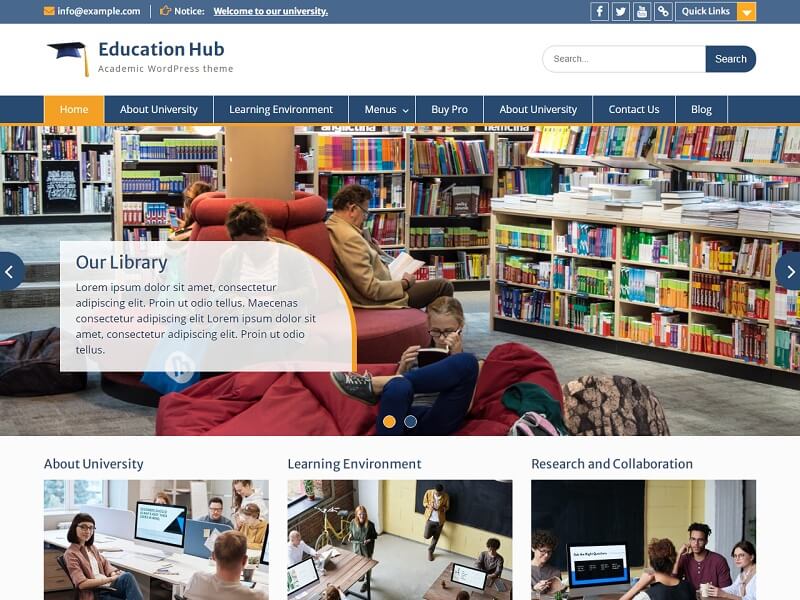 Education Hub Free Education WordPress Themes