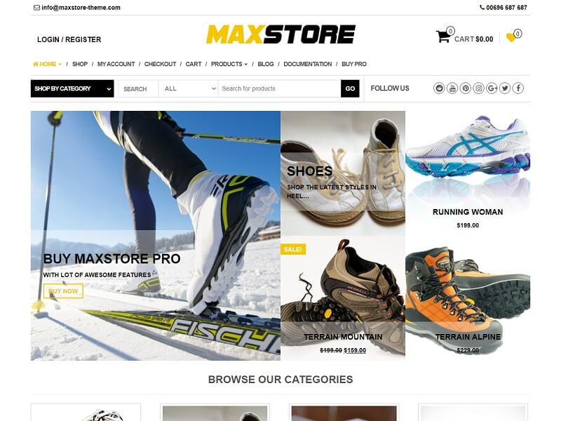 MaxStore Free Sports WordPress Themes