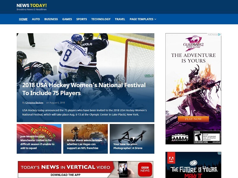 NewsToday Free Sports WordPress Themes