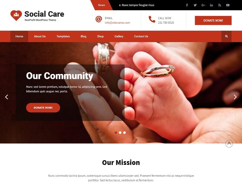 Social Care Lite Free Church WordPress Themes