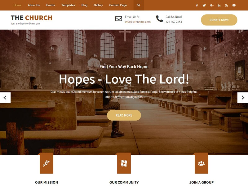 The Church Lite Free Church WordPress Themes