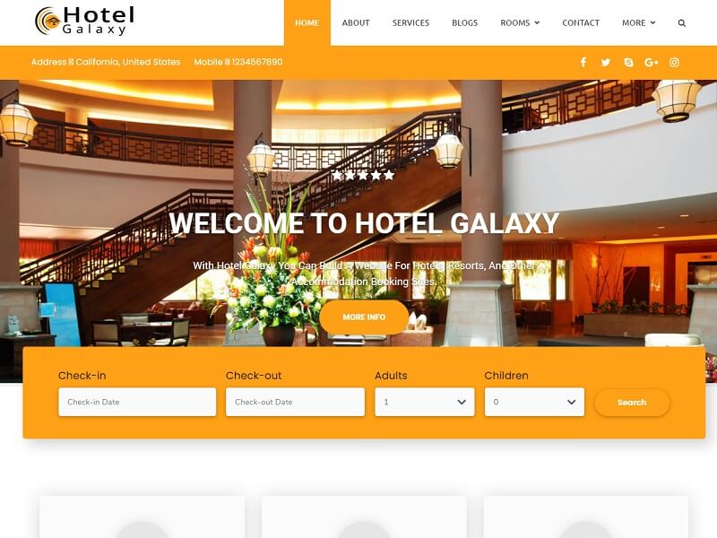 Hotel Galaxy Free Hotel WordPress Themes
