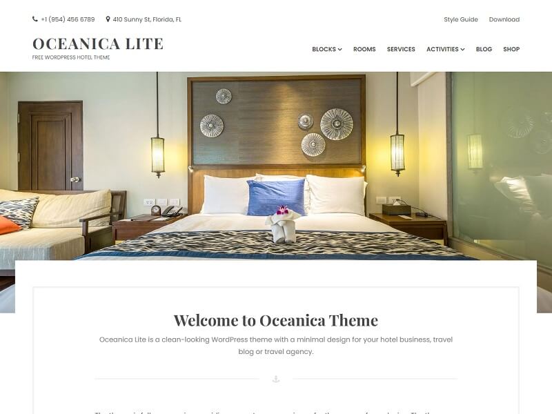Oceanica Lite Free Hotel WordPress Themes