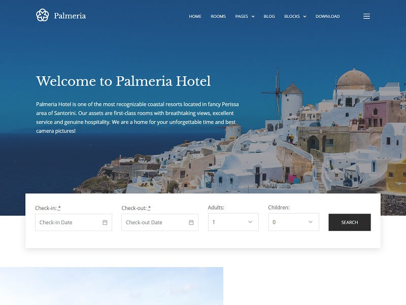 Palmeria Free Hotel WordPress Themes