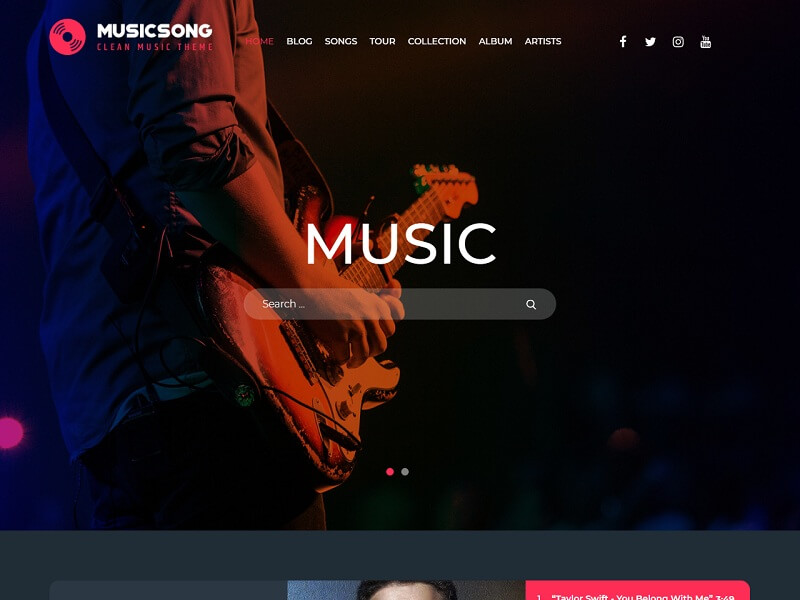 Musicsong Free Music WordPress Themes
