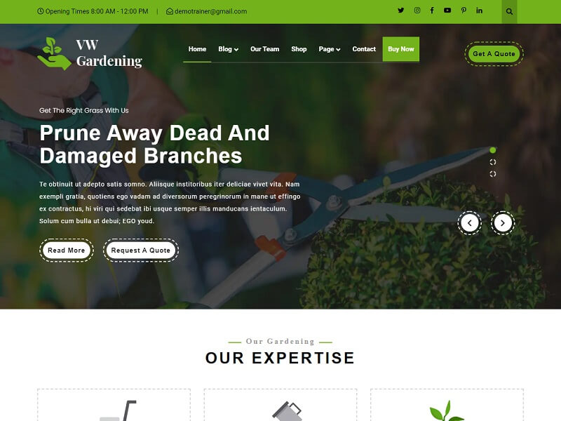 VW Gardening Landscaping Free Environmental WordPress Themes