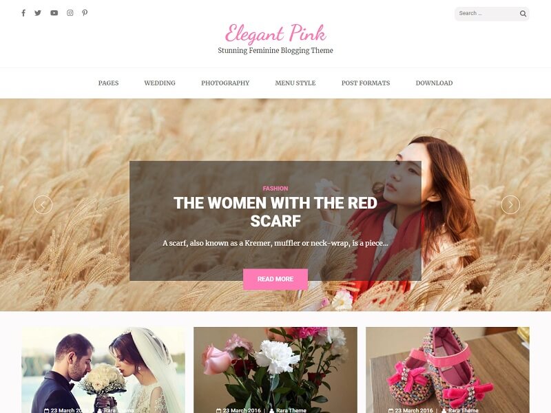 Elegant Pink Free Fashion WordPress Theme