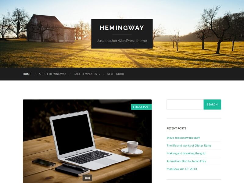 Hemingway Free Parallax WordPress Themes