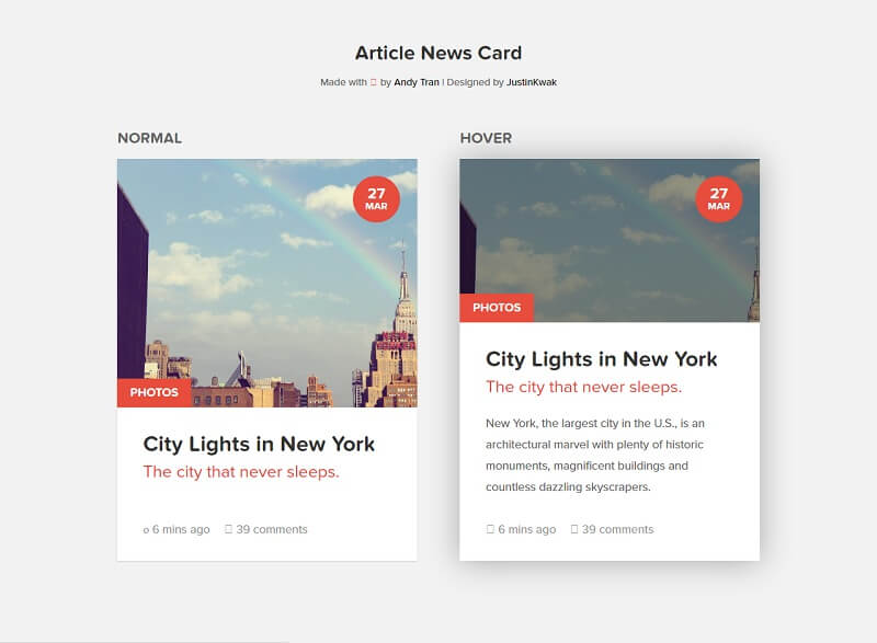 Article News Card Free CSS Thumbnails
