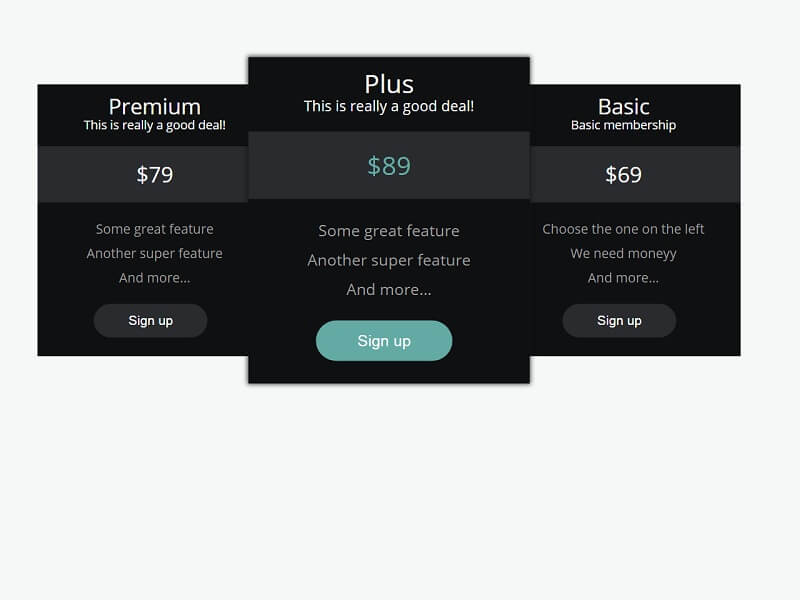 CSS Price Table