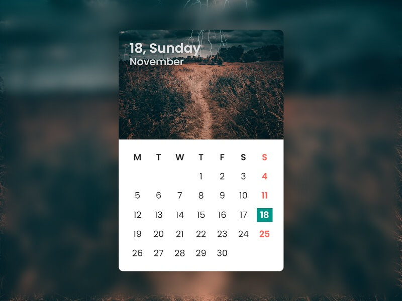 Calendar UI Design With CSS Grid