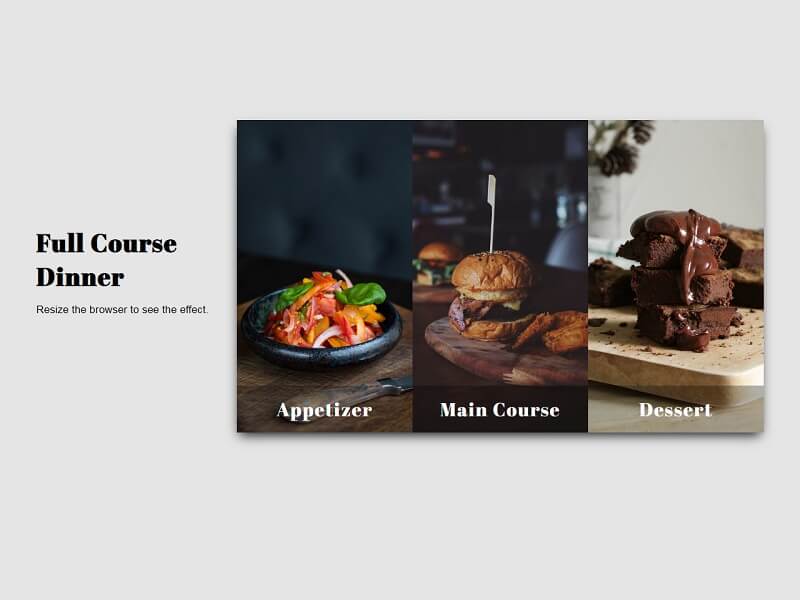 Full Course Dinner Free CSS Thumbnails