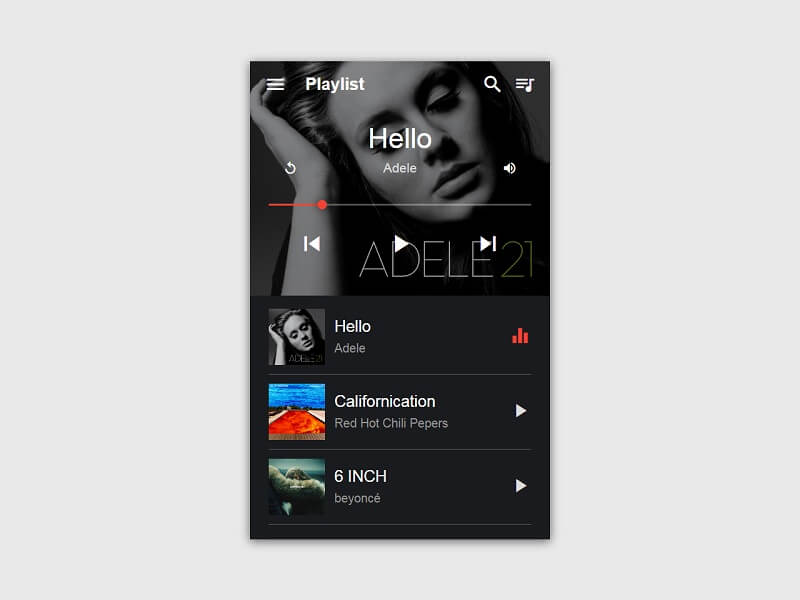 Material Free CSS Music Players