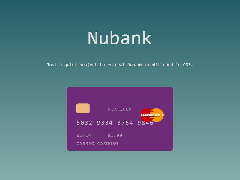 Nubank Credit Card Free CSS Credit Cards