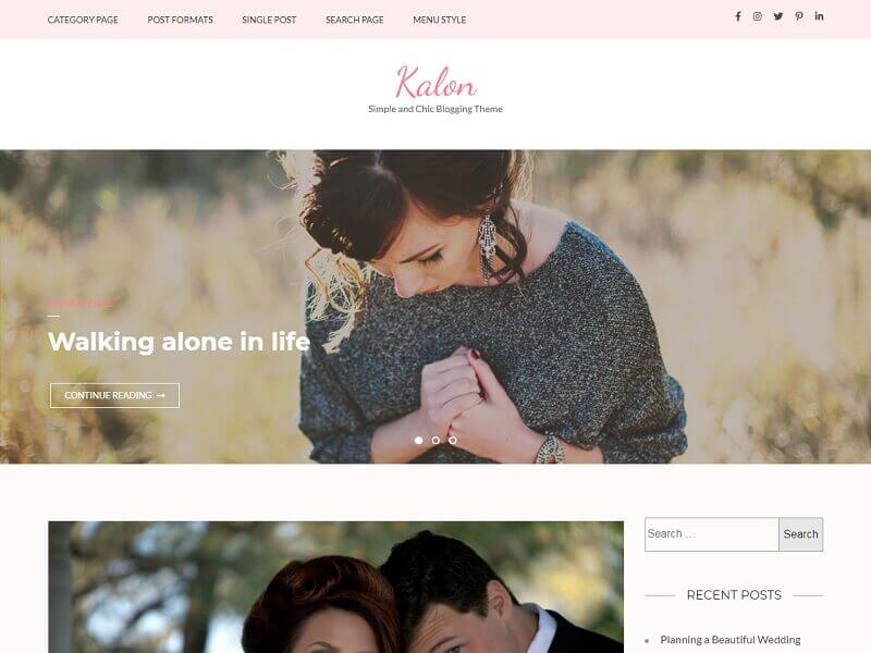 Free Wedding WordPress Themes: #Kalon