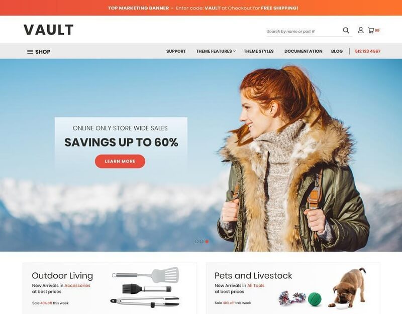 Free BigCommerce Themes: #Vault Bright