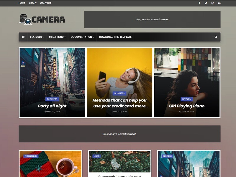 Best Free Responsive Blogger Templates: #Camera