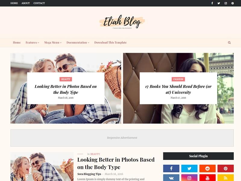 Best Free Responsive Blogger Templates: #Eliah