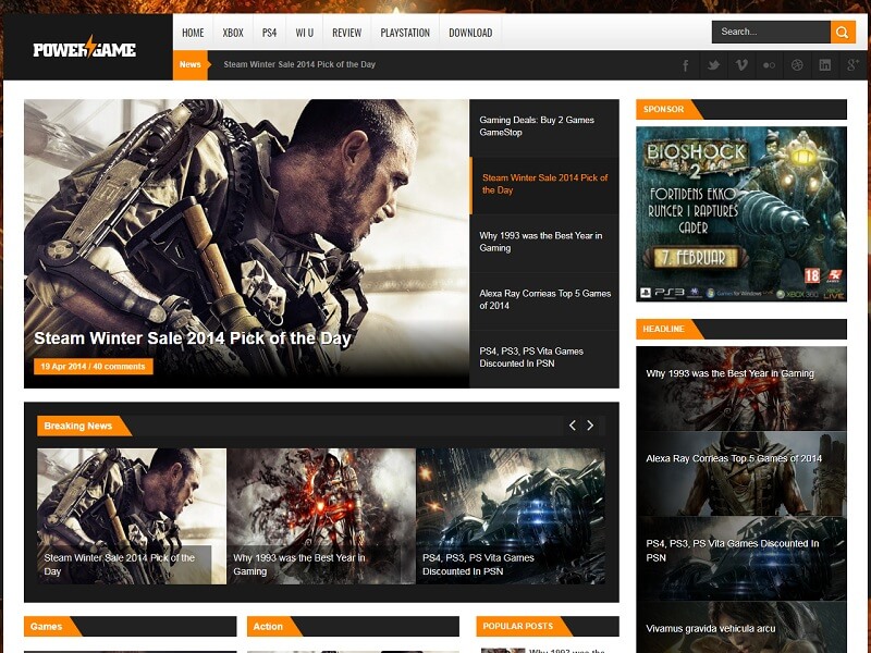 #PowerGame: Free Gaming Blogger Templates