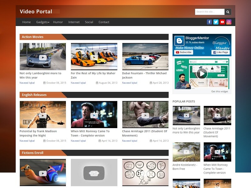 Video Portal Blogger Template