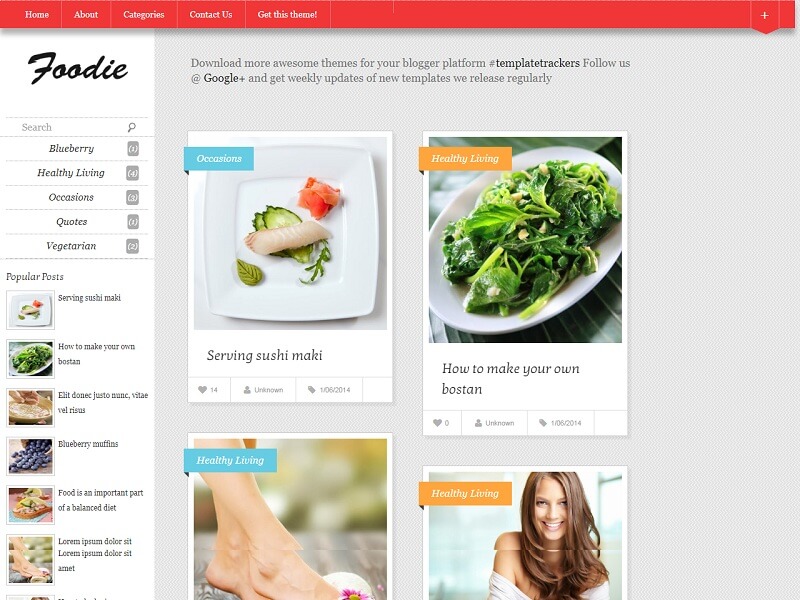 Free Health Blogger Templates: #Foodie