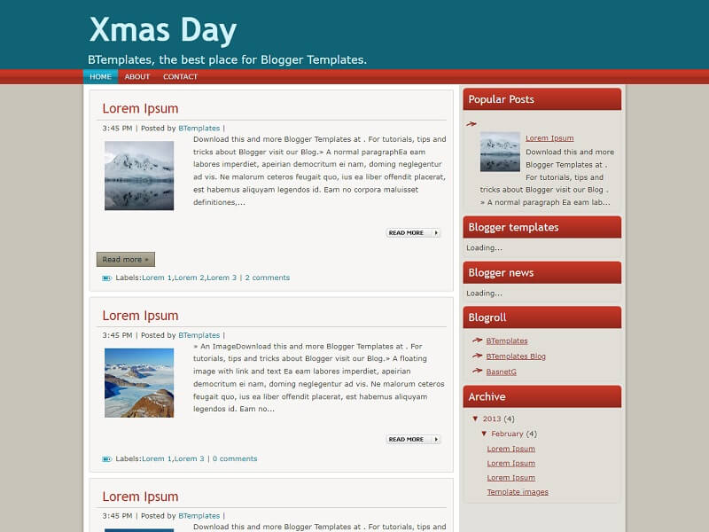 Xmas Day: Free Christmas Blogger Templates